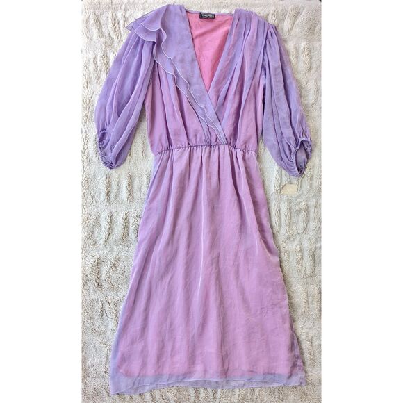 VTG 80s Cachet by Bari Protas Chiffon & Satin Bridesmaid / Prom Dress, Sz. 6/8 - Picture 10 of 13